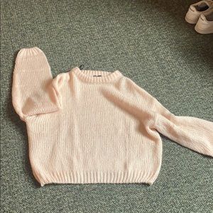 Pink sweater with mock turtleneck
